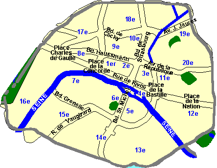 Carte des arrondissements de Paris