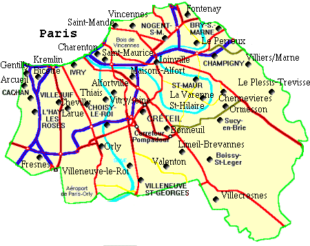 Carte du Val de Marne